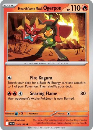 Hearthflame Mask Ogerpon (44) Reverse Holofoil [SV: Destined Rivals] Pokemon Single Pokémon