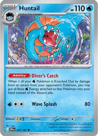 Huntail 055/182 Reverse Holofoil [SV: Destined Rivals] Pokemon Single Pokémon
