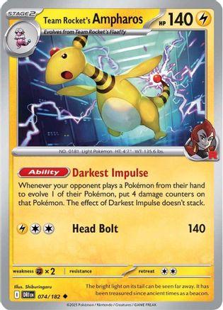 Team Rocket's Ampharos (74) Reverse Holofoil [SV: Destined Rivals] Pokemon Single Pokémon