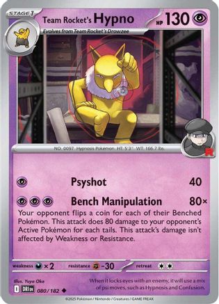 Team Rocket's Hypno (80) - [SV: Destined Rivals] Reverse Holofoil Pokemon Single Pokémon