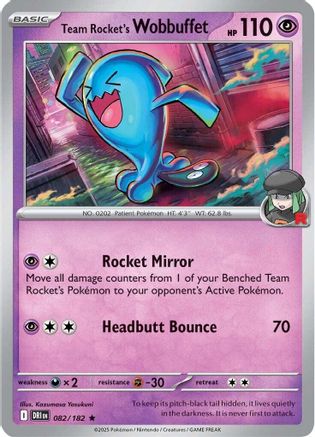 Team Rocket's Wobbuffet (82) - [SV: Destined Rivals] Reverse Holofoil Pokemon Single Pokémon