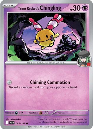 Team Rocket's Chingling 085/182 Reverse Holofoil [SV: Destined Rivals] Pokemon Single Pokémon