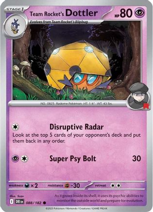 Team Rocket's Dottler 088/182 [SV: Destined Rivals] Pokemon Single Pokémon