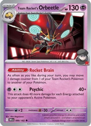 Team Rocket's Orbeetle - 089/182 (89) - [SV: Destined Rivals] Reverse Holofoil Pokemon Single Pokémon