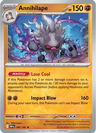 Annihilape (92) Holofoil [SV: Destined Rivals] Pokemon Single Pokémon