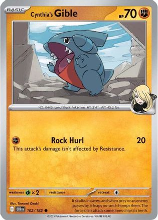 Cynthia's Gible (102) Reverse Holofoil [SV: Destined Rivals] Pokemon Single Pokémon