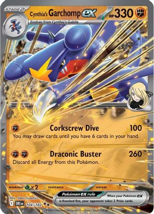 Cynthia's Garchomp ex - 104/182 Holofoil [SV: Destined Rivals] Pokemon Single Pokémon