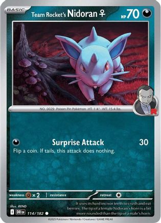 Team Rocket's Nidoran F 114/182 Reverse Holofoil [SV: Destined Rivals] Pokemon Single Pokémon