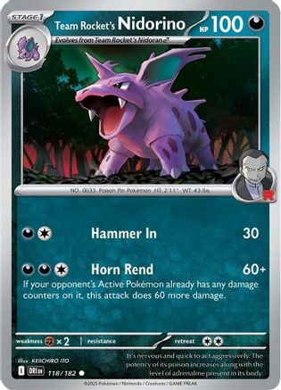 Team Rocket's Nidorino (118) - [SV: Destined Rivals] Reverse Holofoil Pokemon Single Pokémon