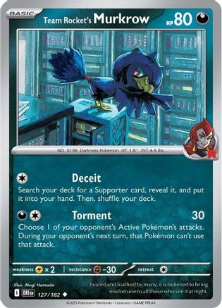 Team Rocket's Murkrow 127/182 Reverse Holofoil [SV: Destined Rivals] Pokemon Single Pokémon