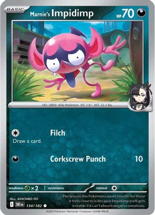 Marnie's Impidimp (134) Reverse Holofoil [SV: Destined Rivals] Pokemon Single Pokémon
