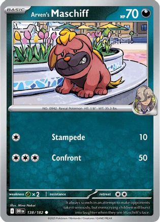 Arven's Maschiff (138) Reverse Holofoil [SV: Destined Rivals] Pokemon Single Pokémon