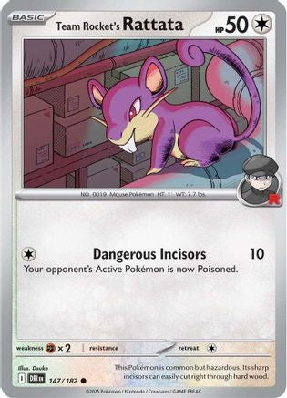 Team Rocket's Rattata 147/182 Reverse Holofoil [SV: Destined Rivals] Pokemon Single Pokémon