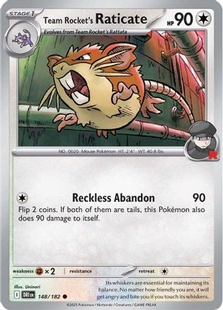 Team Rocket's Raticate - 148/182 (148) - [SV: Destined Rivals] Reverse Holofoil Pokemon Single Pokémon