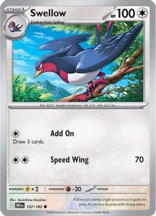Swellow (157) Reverse Holofoil [SV: Destined Rivals] Pokemon Single Pokémon