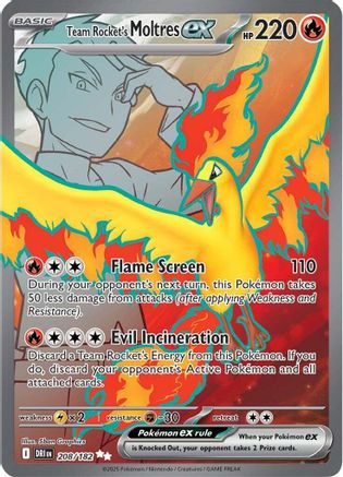 Team Rocket's Moltres ex - 208/182 Holofoil [SV: Destined Rivals] Pokemon Single Pokémon