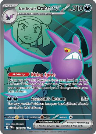 Team Rocket's Crobat ex - 217/182 Holofoil [SV: Destined Rivals] Pokemon Single Pokémon