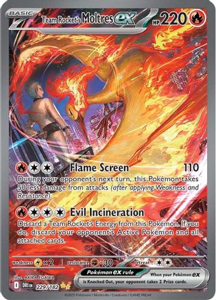 Team Rocket's Moltres ex 229/182 Holofoil [SV: Destined Rivals] Pokemon Single Pokémon