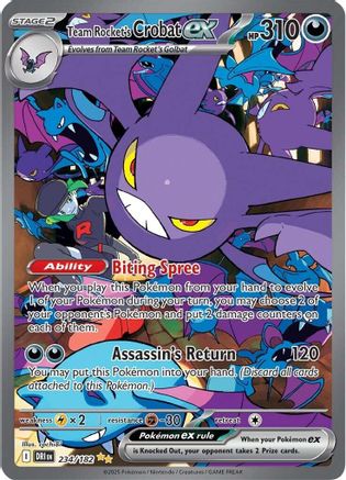 Team Rocket's Crobat ex - 234/182 (234) - [SV: Destined Rivals] Holofoil Pokemon Single Pokémon