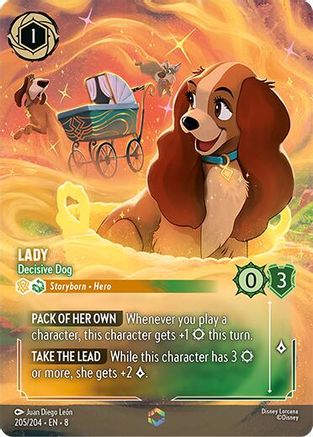 Lady - Decisive Dog (Enchanted) (205/204) [Reign of Jafar] Holofoil Lorcana Single Disney