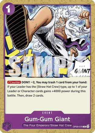 Gum-Gum Giant (Reprint) (OP09-078) [Starter Deck 26: PURPLE/BLACK Monkey.D.Luffy] One Piece Single Bandai