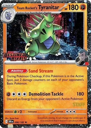 Team Rocket's Tyranitar (Prerelease) [Staff] (96) Holofoil [Misc: Cards & Products] Pokemon Single Pokémon