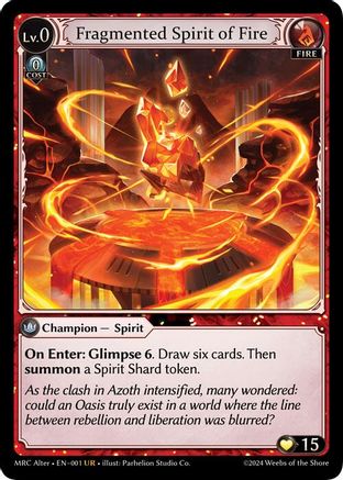 Fragmented Spirit of Fire (1) [Mercurial Heart Alter Edition] Grand Archive Single Weebs of the Shore