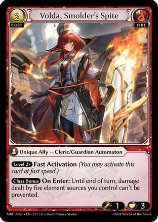Volda, Smolder's Spite (211) [Mercurial Heart Alter Edition] Foil Grand Archive Single Weebs of the Shore