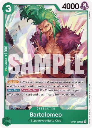 Bartolomeo (Reprint) (OP07-031) [Starter Deck 24: GREEN Jewelry Bonney] One Piece Single Bandai