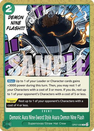 Demonic Aura Nine-Sword Style Asura Demon Nine Flash (Reprint) (OP07-036) [Starter Deck 24: GREEN Jewelry Bonney] One Piece Single Bandai