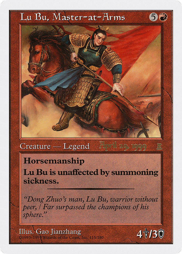 Lu Bu, Master-at-Arms (Japan 4/29/99) (PRE-115) [Oldschool] Portal: Three Kingdoms Promos MTG Single Wizards of the Coast