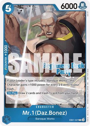 Mr. 1 (Daz.Bonez) (Beginners Deck Party [ST-23] - [ST-28] Participation Pack) (EB01-027) [One Piece Promotion Cards] One Piece Single Bandai