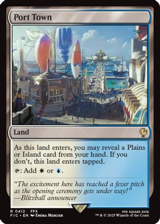 Port Town (Surge Foil) (FIC-412) [Commander: FINAL FANTASY] Foil MTG Single Wizards of the Coast