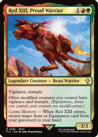 Red XIII, Proud Warrior (Surge Foil) (FIC-091) [Commander: FINAL FANTASY] Foil MTG Single Wizards of the Coast
