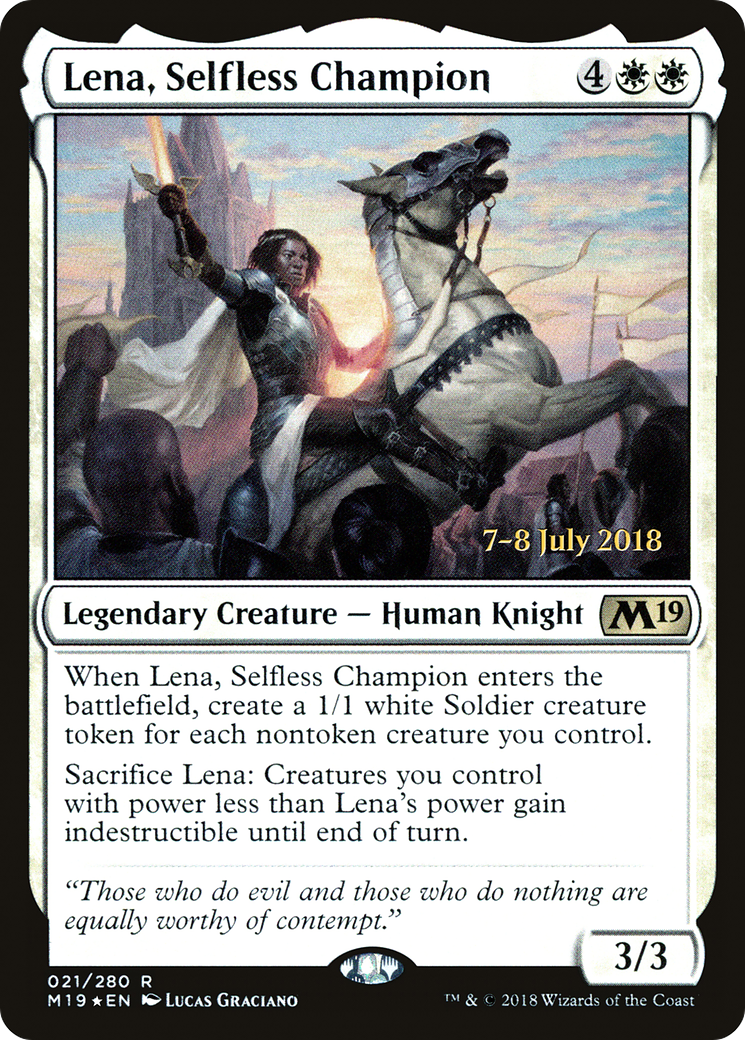 Lena, Selfless Champion (PRE-021) [Core Set 2019 Promos] Foil MTG Single Wizards of the Coast