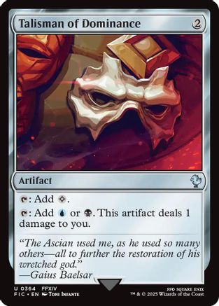 Talisman of Dominance (Surge Foil) (FIC-364) [Commander: FINAL FANTASY] Foil MTG Single Wizards of the Coast