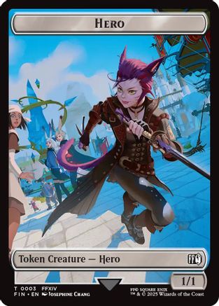 Hero (0003) // Wizard (0014) Double-Sided Token (FIN-3 // 14) [FINAL FANTASY] Foil MTG Single Wizards of the Coast