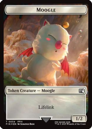 Moogle // Zombie Double-Sided Token (Surge Foil) (FIC-34 // 6) [Commander: FINAL FANTASY] Foil MTG Single Wizards of the Coast