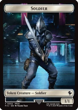 Soldier // Rebel Double-Sided Token (Surge Foil) (FIC-2 // 7) [Commander: FINAL FANTASY] Foil MTG Single Wizards of the Coast