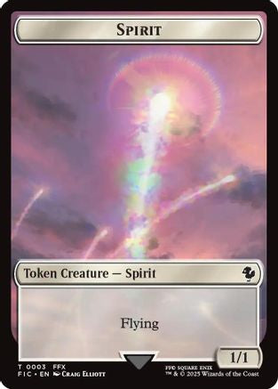Spirit // Squid Double-Sided Token (Surge Foil) (FIC-3 // 5) [Commander: FINAL FANTASY] Foil MTG Single Wizards of the Coast