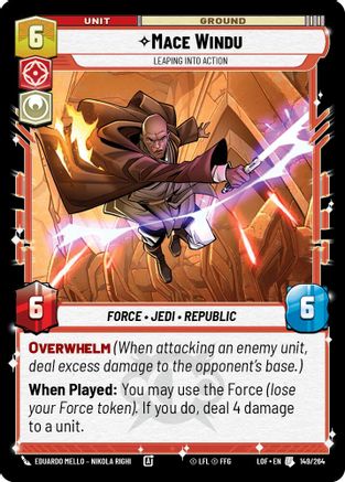 Mace Windu - Leaping into Action (149/264) [Legends of the Force] Star Wars: Unlimited Single Disney