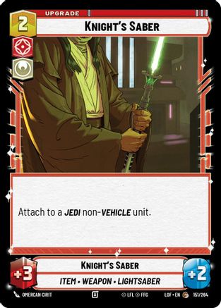 Knight's Saber (151/264) [Legends of the Force] Star Wars: Unlimited Single Disney