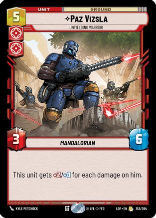 Paz Vizsla - Unyielding Warrior (153/264) [Legends of the Force] Star Wars: Unlimited Single Disney