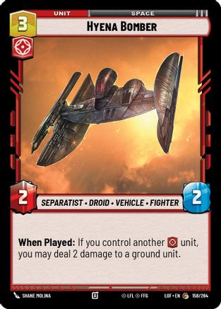 Hyena Bomber (158/264) [Legends of the Force] Star Wars: Unlimited Single Disney