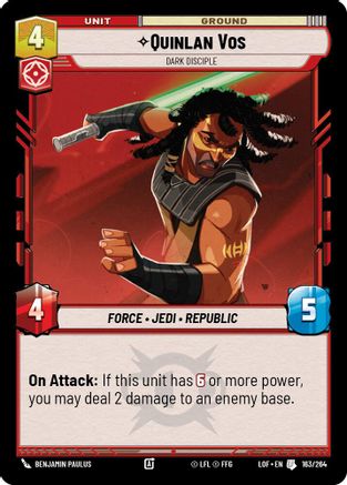 Quinlan Vos - Dark Disciple (163/264) [Legends of the Force] Star Wars: Unlimited Single Disney