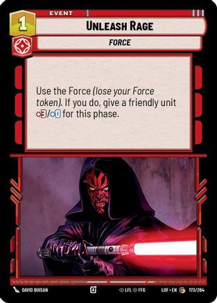 Unleash Rage (173/264) [Legends of the Force] Star Wars: Unlimited Single Disney