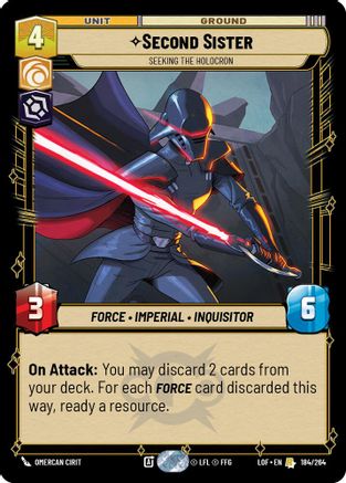 Second Sister - Seeking the Holocron (184/264) [Legends of the Force] Star Wars: Unlimited Single Disney