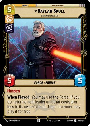 Baylan Skoll - Enigmatic Master (185/264) [Legends of the Force] Star Wars: Unlimited Single Disney