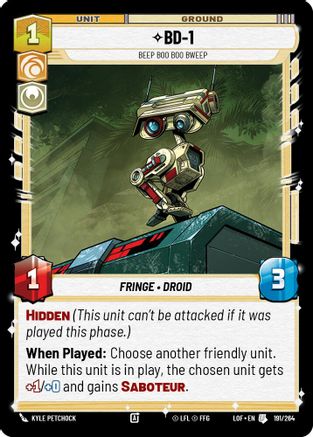 BD-1 - Beep Boo Boo Bweep (191/264) [Legends of the Force] Star Wars: Unlimited Single Disney