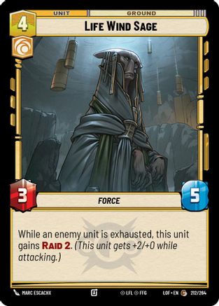 Life Wind Sage (212/264) [Legends of the Force] Star Wars: Unlimited Single Disney